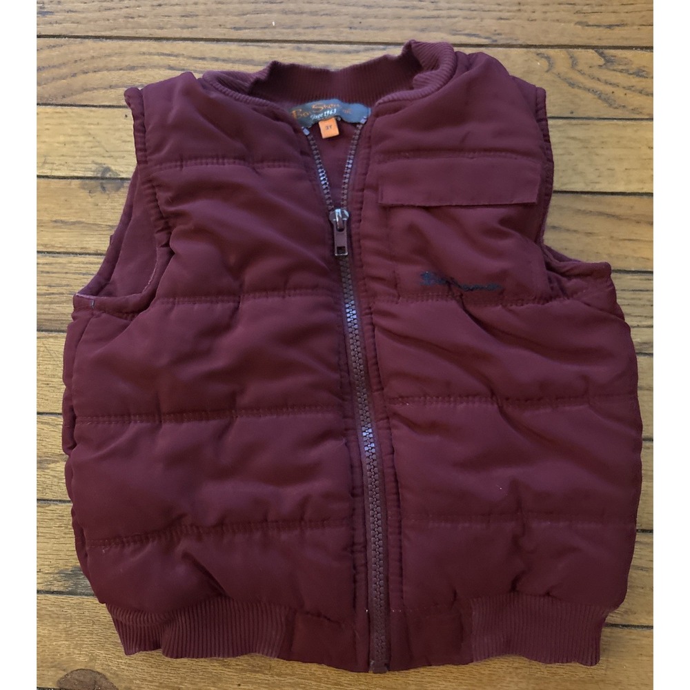 Ben Sherman Burgundy Puffer‎ Vest Boys 3T Full Zip Winter Outerwear